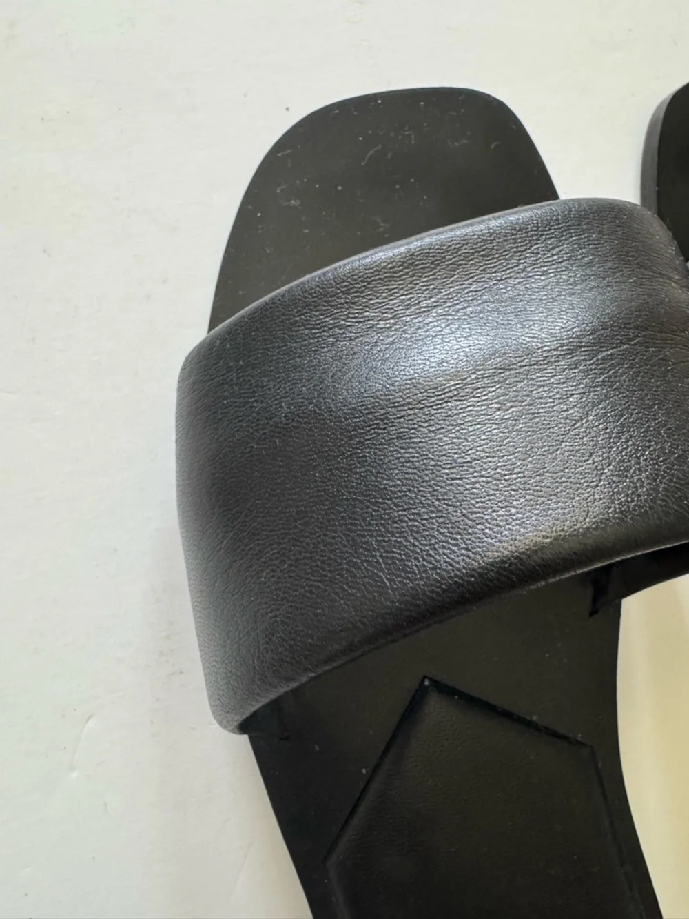 Zara Black Leather Wide-Band Slide Sandals size 39 - Picture 3 of 6